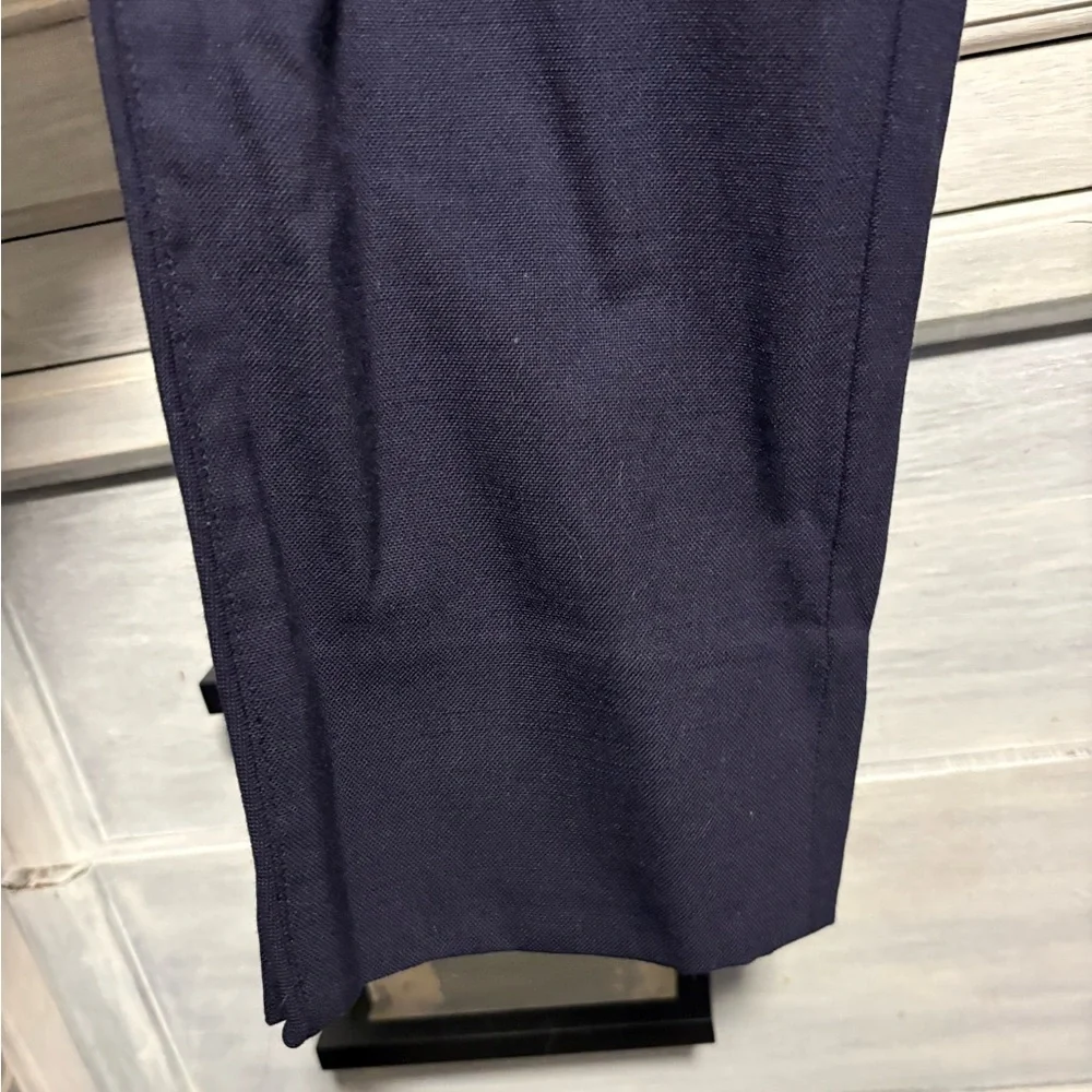 Tory Burch Navy Vania Wool Side Zip Slim Dress Pants Office Quiet Luxury Classic